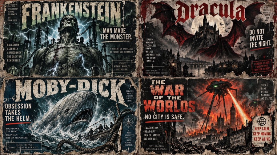 Dramatic Literary Propaganda Wall Covers — image generated with a GPT Image 2.5 prompt