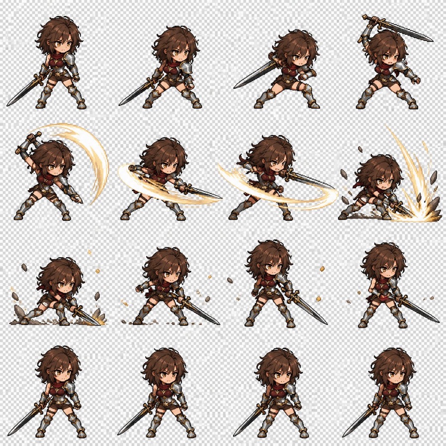 Character Battle Sprite Sheet Pixel Art — image generated with a GPT Image 2.5 prompt