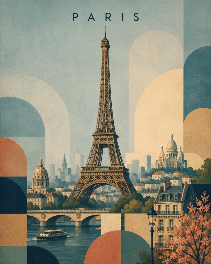 Vintage Travel Poster of Iconic Structure — image generated with a GPT Image 2.5 prompt