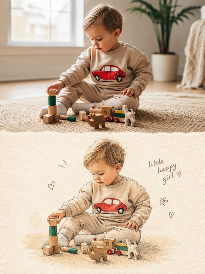 Photo and Illustration Split Composition — image generated with a GPT Image 2.5 prompt
