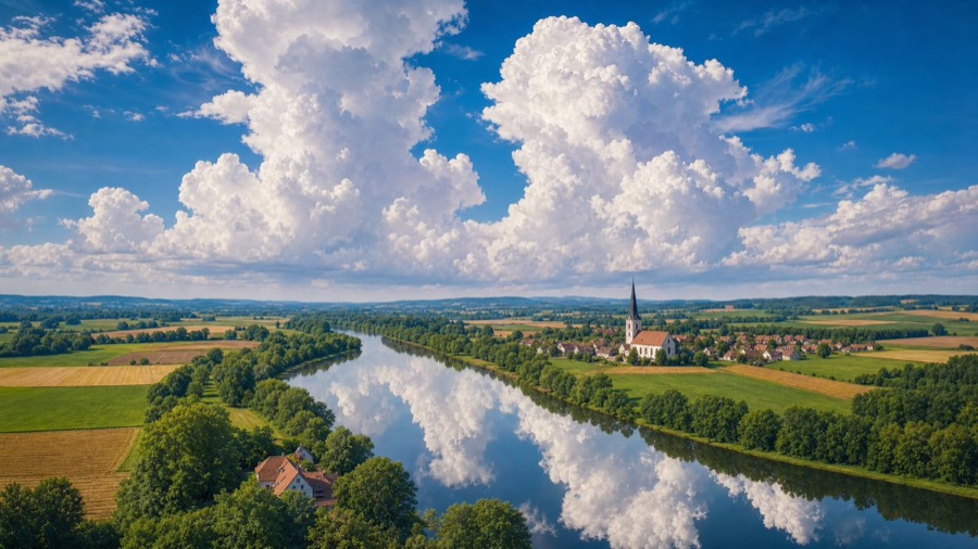 Painterly Landscape with Dramatic Cumulus Clouds — image generated with a GPT Image 2.5 prompt