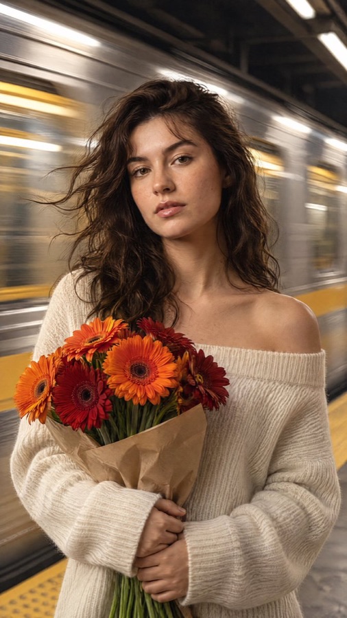 Cinematic Portrait on a Subway Platform — image generated with a GPT Image 2.5 prompt