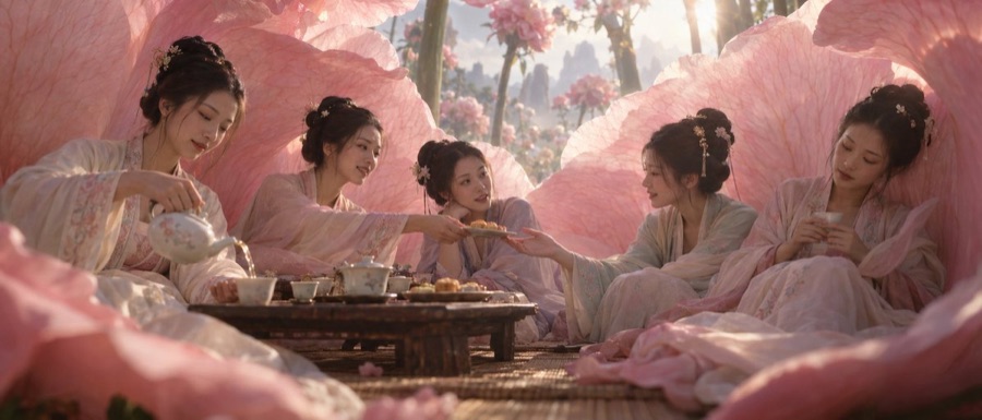 Cinematic Anamorphic Still of Women in Peony — image generated with a GPT Image 2.5 prompt