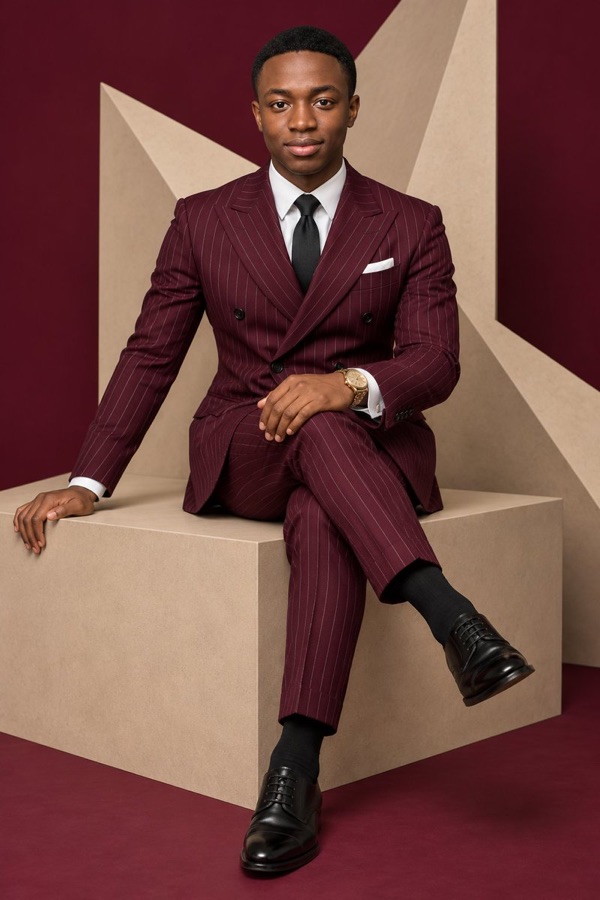 Full-Body Editorial Portrait in Burgundy — image generated with a GPT Image 2.5 prompt